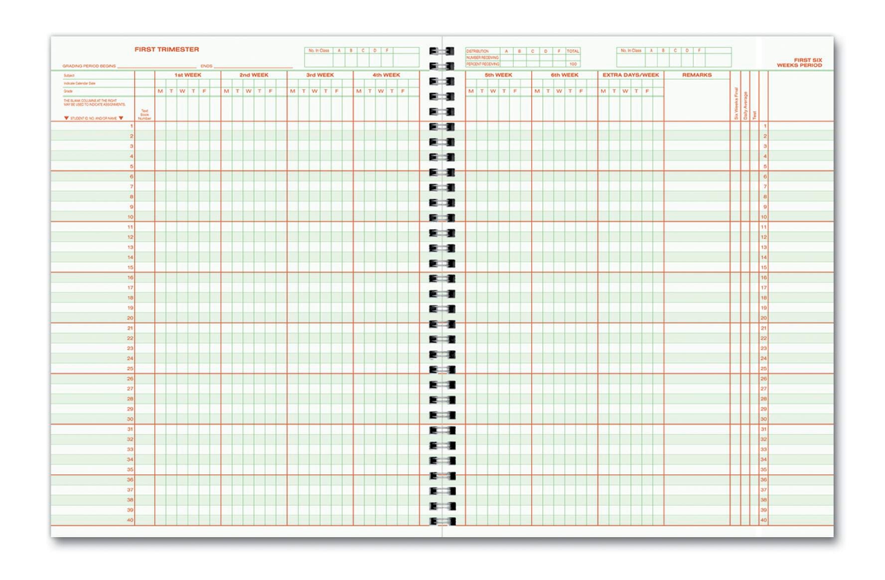 Hammond And Stephens 8 Subject 40 Student 12/14 Week Trimester Class Record Book, 8-1/2 x 11 Inches, PolyIce Cover 1473657